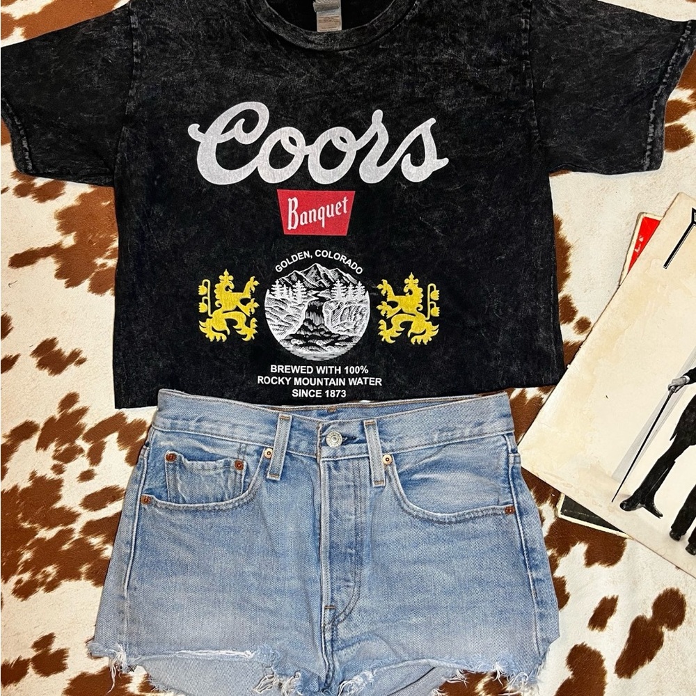 COORS VINTAGE ACID WASH CROP TOP